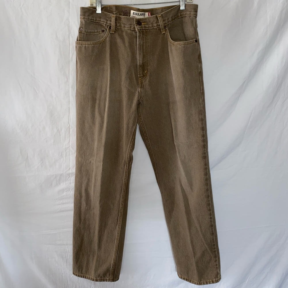 Levi's 505 Regular Fit Straight Leg Men's Jeans Beige, Size 34 X 30